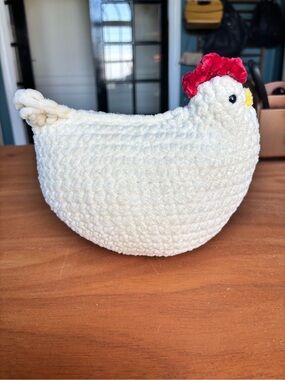 Handmade Crochet Chicken Plushie – Ultra-Soft Chunky Chenille Hen